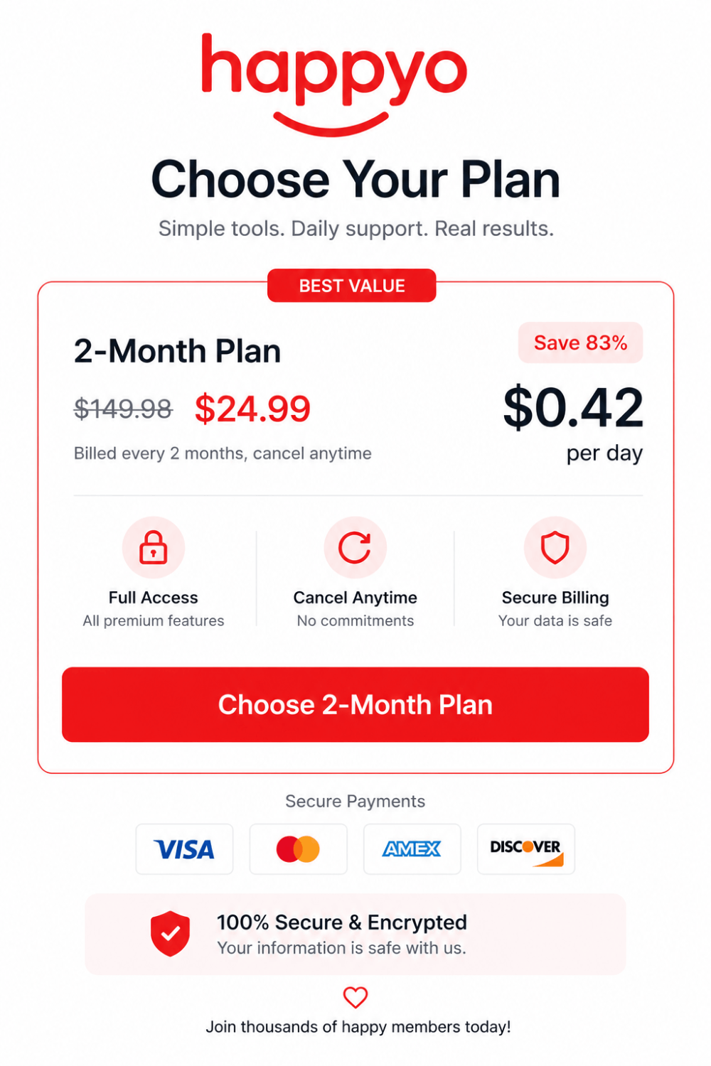 Happyo app pricing tier 2